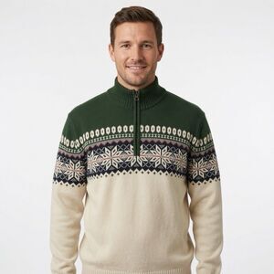 Weatherproof Vintage The Holiday Sweater Mens XL Cotton Nordic 1/4 Zip Pullover